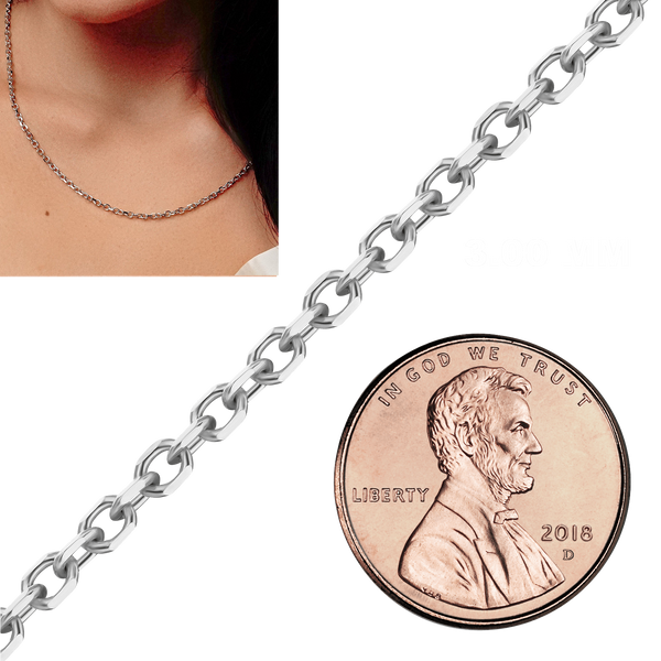 Bulk / Spooled Diamond Cut Round Cable Chain in 14K & 18K White Gold (1.05 mm - 3.00 mm)