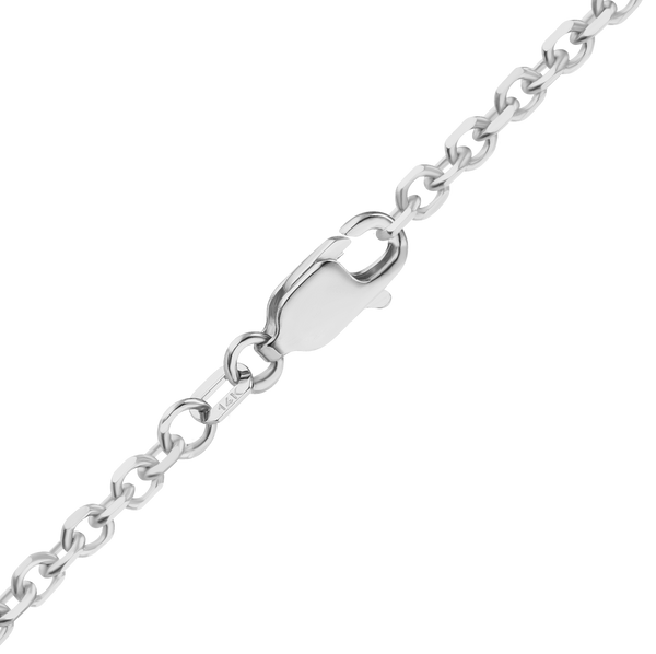 Finished Diamond Cut Round Cable Bracelet in 18K White Gold (1.05 mm - 1.80 mm)