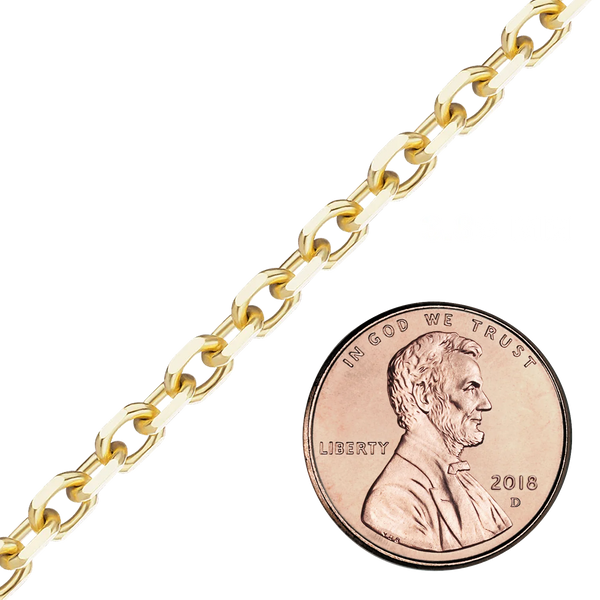 Bulk / Spooled Diamond Cut Round Semi-Solid Cable Chain in 14K Yellow Gold (1.05 mm - 3.80 mm)