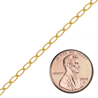 Bulk / Spooled Elongated Curb Chain in 14K Gold-Filled (2.50 mm - 5.30 mm)
