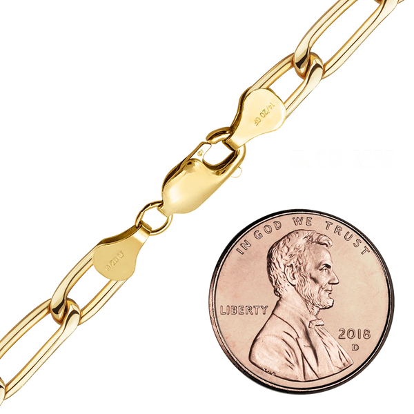 Finished Elongated Curb Anklet in 14K Gold-Filled (2.90 mm - 5.10 mm)