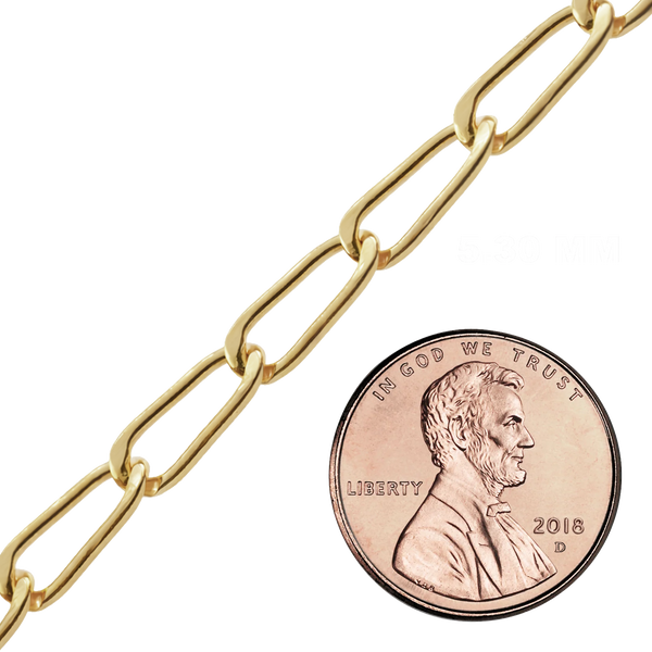 Bulk / Spooled Elongated Curb Chain in 14K Gold-Filled (2.50 mm - 5.30 mm)