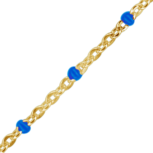 Bulk / Spooled Cable Chain with Blue Enamel Beads in 14K Gold-Filled (1.20 mm)