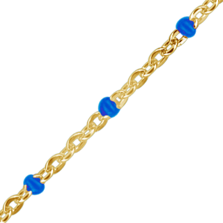 Bulk / Spooled Cable Chain with Blue Enamel Beads in 14K Gold-Filled (1.20 mm)