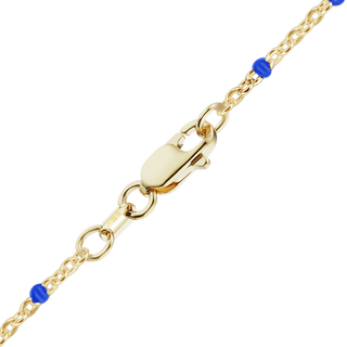 Finished Cable Bracelet with Blue Enamel Beads in 14K Gold-Filled (1.20 mm)
