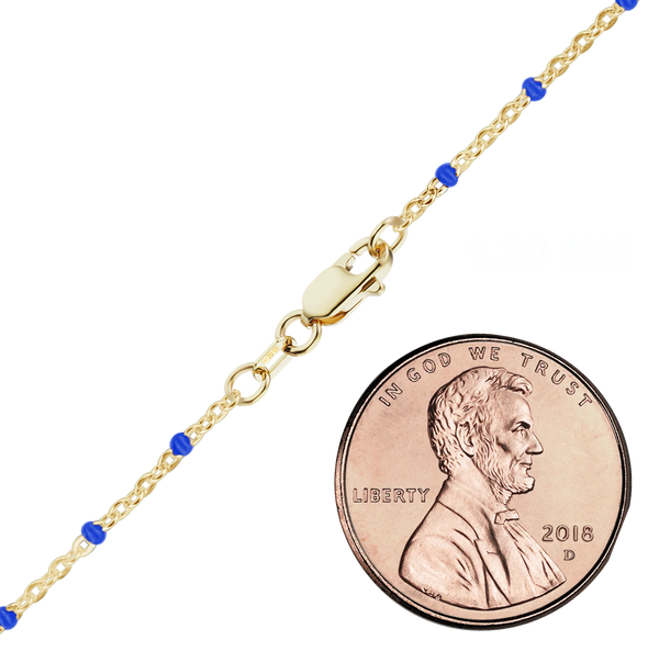 Finished Cable Bracelet with Blue Enamel Beads in 14K Gold-Filled (1.20 mm)
