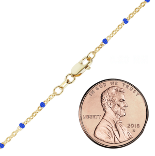 Finished Cable Necklace with Blue Enamel Beads in 14K Gold-Filled (1.20 mm)