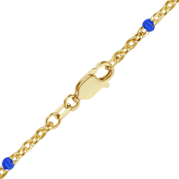 Finished Cable Necklace with Blue Enamel Beads in 14K Gold-Filled (1.20 mm)