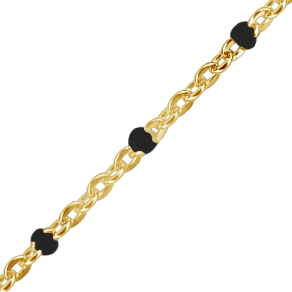 Bulk / Spooled Cable Chain with Black Enamel Beads in 14K Gold-Filled (1.20 mm)