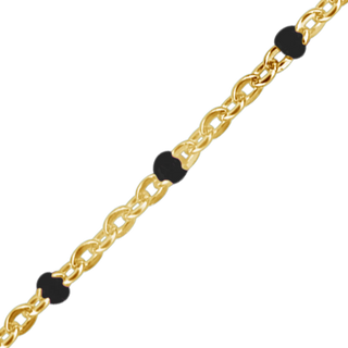 Bulk / Spooled Cable Chain with Black Enamel Beads in 14K Gold-Filled (1.20 mm)