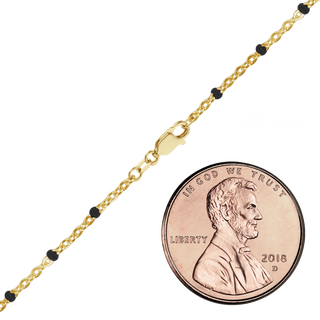 Finished Cable Bracelet with Black Enamel Beads in 14K Gold-Filled (1.20 mm)