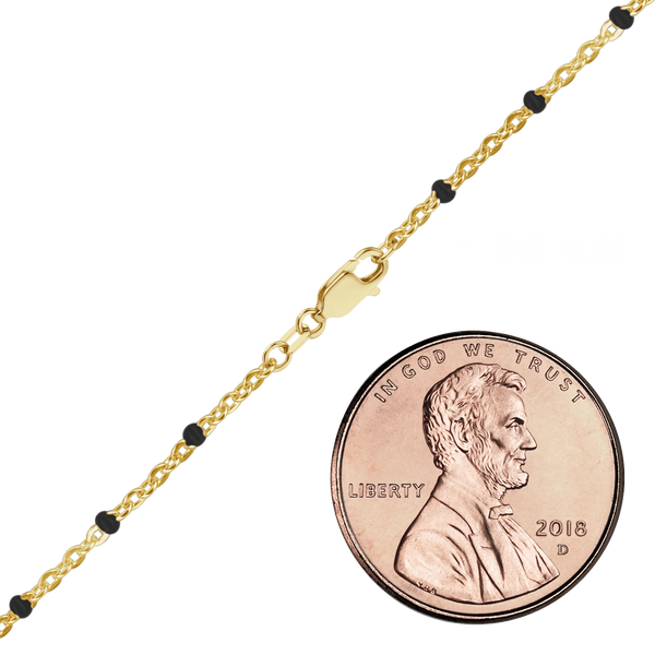 Finished Cable Bracelet with Black Enamel Beads in 14K Gold-Filled (1.20 mm)