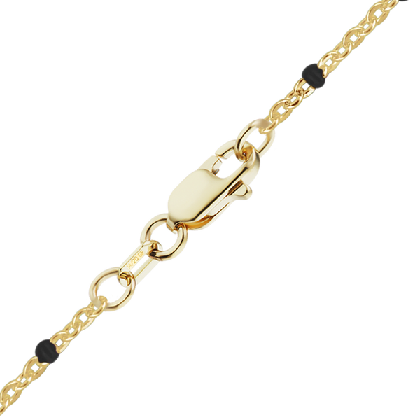 Finished Cable Anklet with Black Enamel Beads in 14K Gold-Filled (1.20 mm)