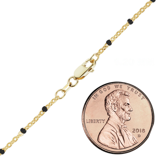 Finished Cable Anklet with Black Enamel Beads in 14K Gold-Filled (1.20 mm)