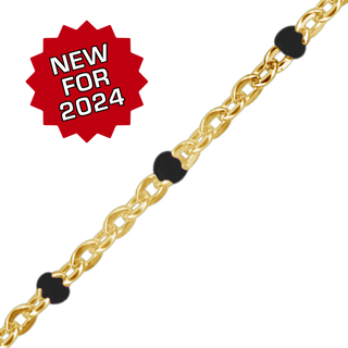 Bulk / Spooled Cable Chain with Black Enamel Beads in 14K Gold-Filled (1.20 mm)