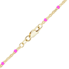 Finished Cable Bracelet with Pink Enamel Beads in 14K Yellow Gold (1.20 mm)