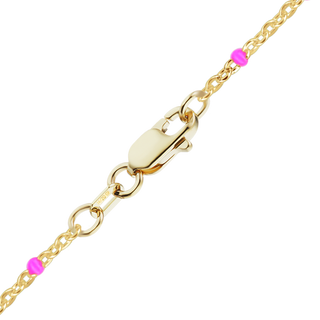 Finished Cable Bracelet with Pink Enamel Beads in 14K Gold-Filled (1.20 mm)