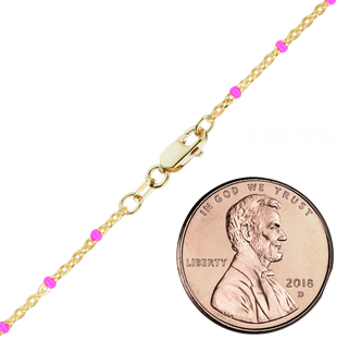 Finished Cable Necklace with Pink Enamel Beads in 14K Gold-Filled (1.20 mm)