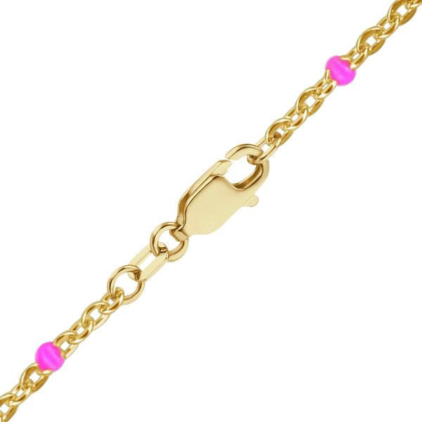 Finished Cable Necklace with Pink Enamel Beads in 14K Gold-Filled (1.20 mm)