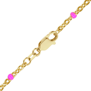 Finished Cable Necklace with Pink Enamel Beads in 14K Gold-Filled (1.20 mm)