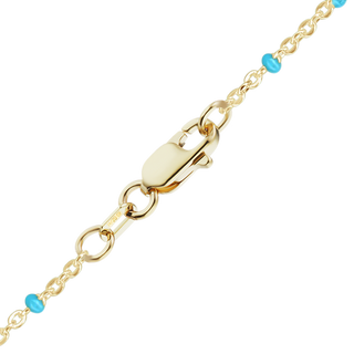 Finished Cable Necklace with Teal Enamel Beads in 14K Gold-Filled (1.20 mm)