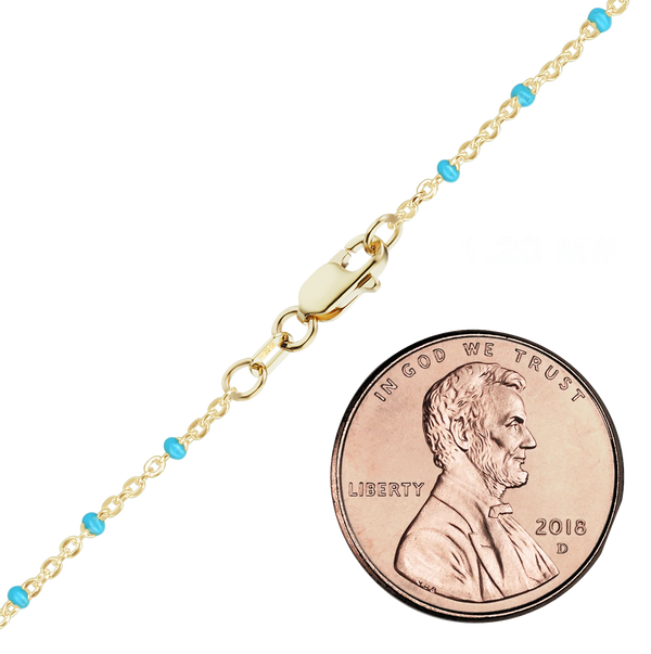Finished Cable Bracelet with Teal Enamel Beads in 14K Gold-Filled (1.20 mm)