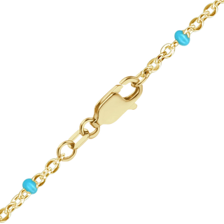 Finished Cable Necklace with Teal Enamel Beads in 14K Gold-Filled (1.20 mm)