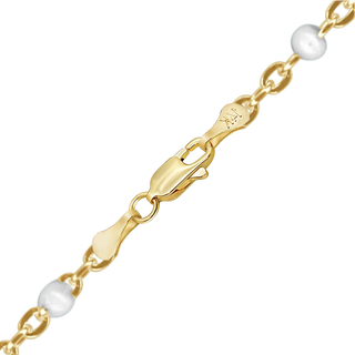 Finished Cable Necklace with White Enamel Beads in 14K Yellow Gold (1.20 mm)