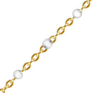 Bulk / Spooled Cable Chain with White Enamel Beads in 14K Gold-Filled (1.20 mm)