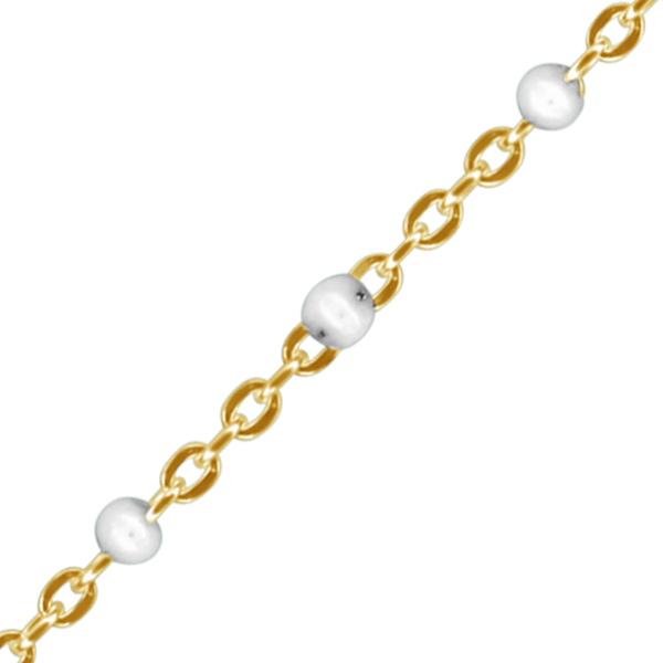 Bulk / Spooled Cable Chain with White Enamel Beads in 14K Gold-Filled (1.20 mm)