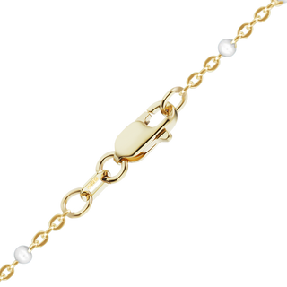 Finished Cable Anklet with White Enamel Beads in 14K Gold-Filled (1.20 mm)
