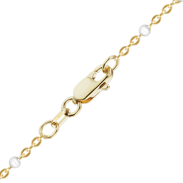 Finished Cable Necklace with White Enamel Beads in 14K Gold-Filled (1.20 mm)