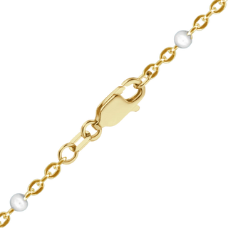 Finished Cable Necklace with White Enamel Beads in 14K Gold-Filled (1.20 mm)