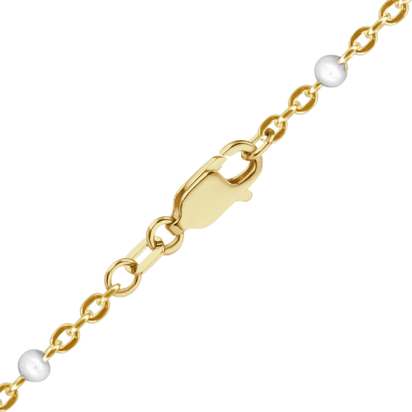 Finished Cable Bracelet with White Enamel Beads in 14K Gold-Filled (1.20 mm)