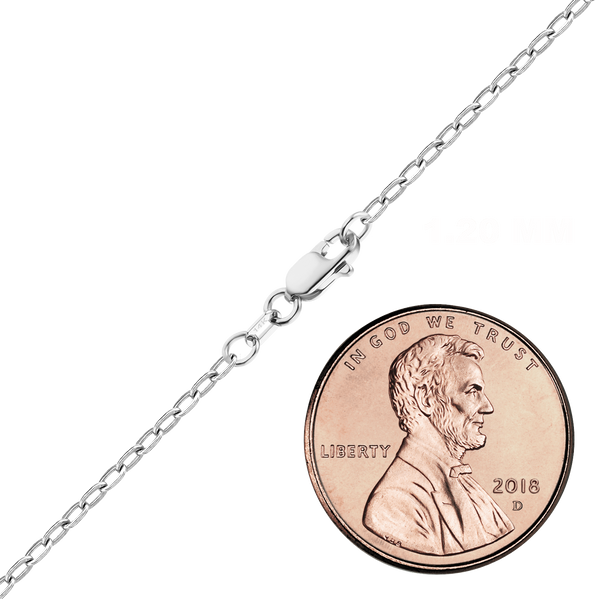 Finished Elongated Flat Cable Necklace in 14K White Gold (1.20 mm)