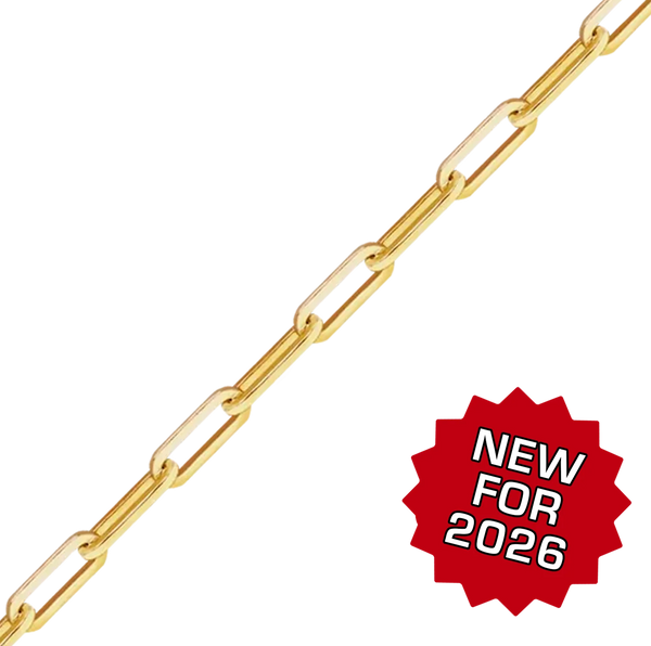 Bulk / Spooled Elongated Flat Cable Chain in 14K Yellow Gold (1.30 mm - 1.80 mm)