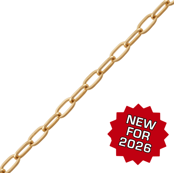 Bulk / Spooled Elongated Flat Cable Chain in 14K Yellow Gold (1.30 mm - 1.80 mm)