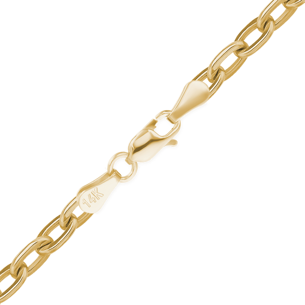 Finished Elongated Flat Cable Anklet in 14K Yellow Gold (0.80 mm - 1.20 mm)