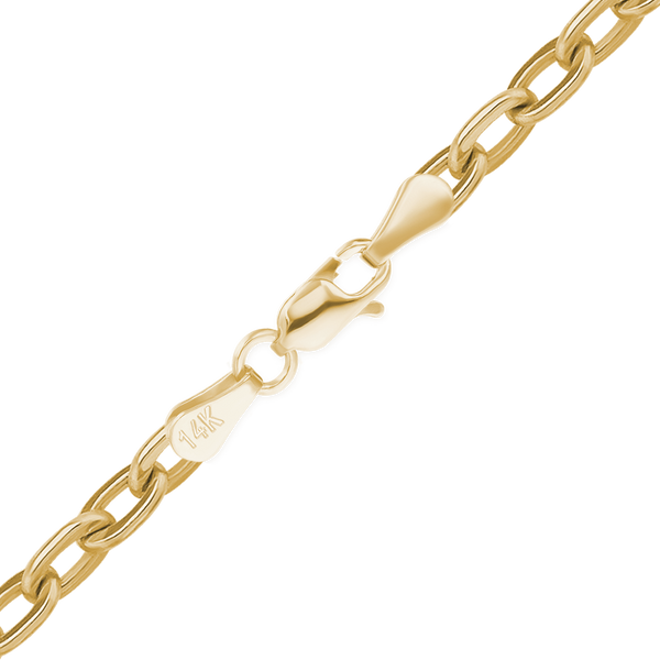 Finished Elongated Flat Cable Bracelet in 14K Yellow Gold (0.80 mm - 1.20 mm)