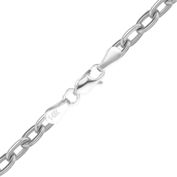 Finished Elongated Flat Cable Bracelet in 14K White Gold (1.20 mm)