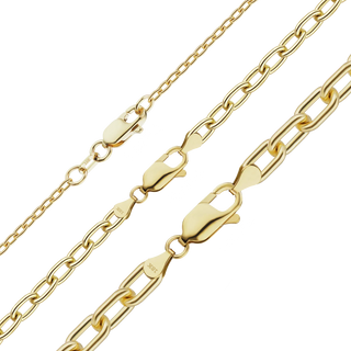 Finished Elongated Cable Necklace in 18K Yellow Gold (1.20 mm - 3.60 mm)