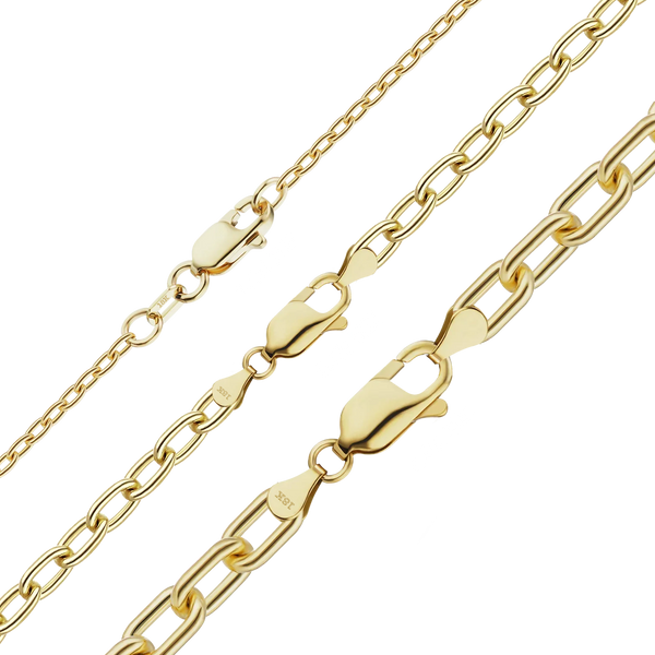 Finished Elongated Cable Bracelet in 18K Yellow Gold (1.20 mm - 3.60 mm)