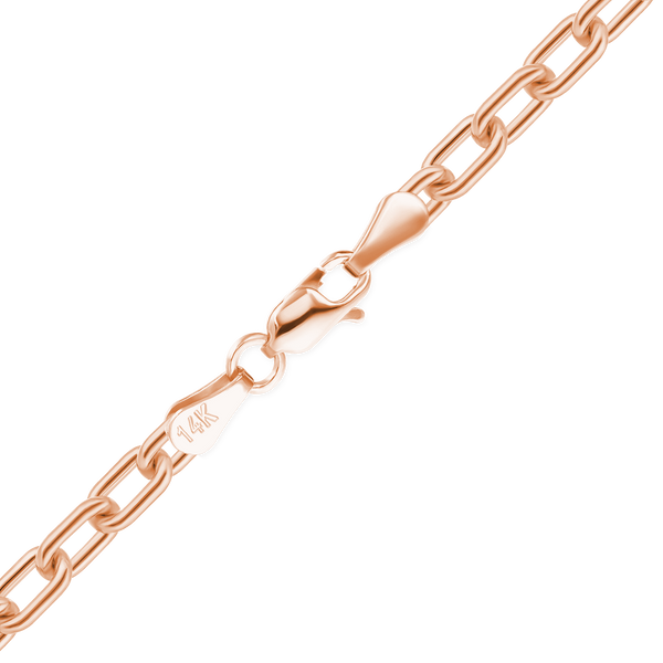 Finished Elongated Cable Necklace in 14K Pink Gold (1.10 mm)