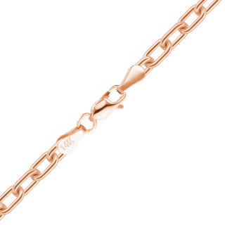 Finished Elongated Cable Bracelet in 14K Pink Gold (1.10 mm)