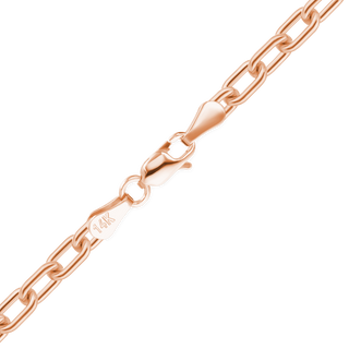 Finished Elongated Cable Anklet in 14K Pink Gold (1.10 mm)