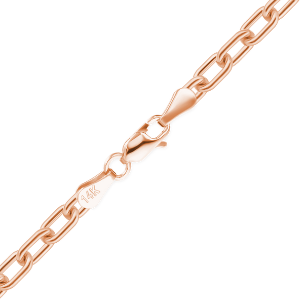 Finished Elongated Cable Anklet in 14K Pink Gold (1.10 mm)
