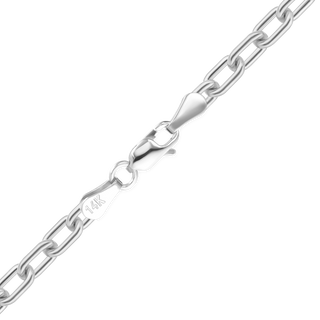 Finished Elongated Cable Anklet in 14K White Gold (1.10 mm - 2.20 mm)