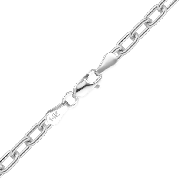 Finished Elongated Cable Anklet in 14K White Gold (1.10 mm - 2.20 mm)