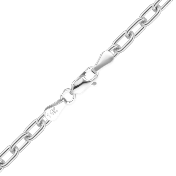 Finished Elongated Cable Necklace in 14K White Gold (1.10 mm - 2.20 mm)