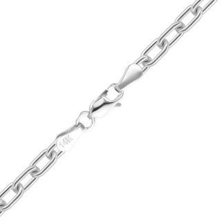 Finished Elongated Cable Bracelet in 14K White Gold (1.10 mm - 2.20 mm)